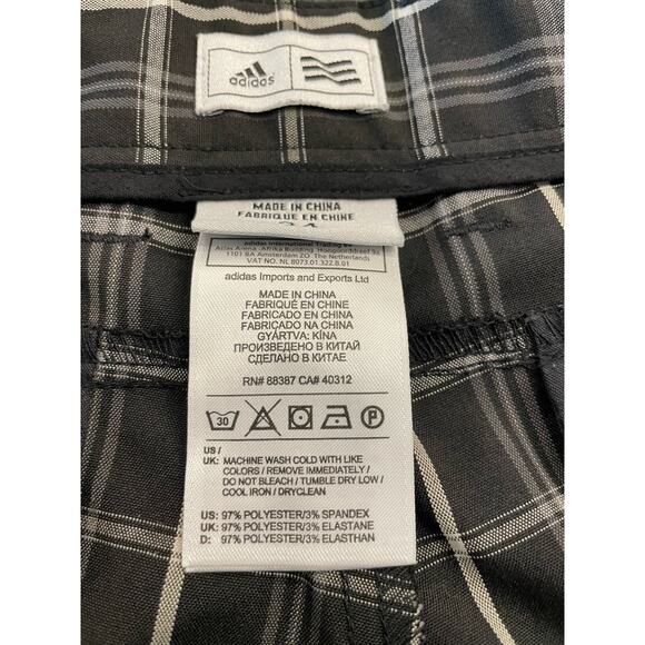 ADIDAS Golf Men's NWOT black and white plaid shorts 34 - Picture 2 of 8